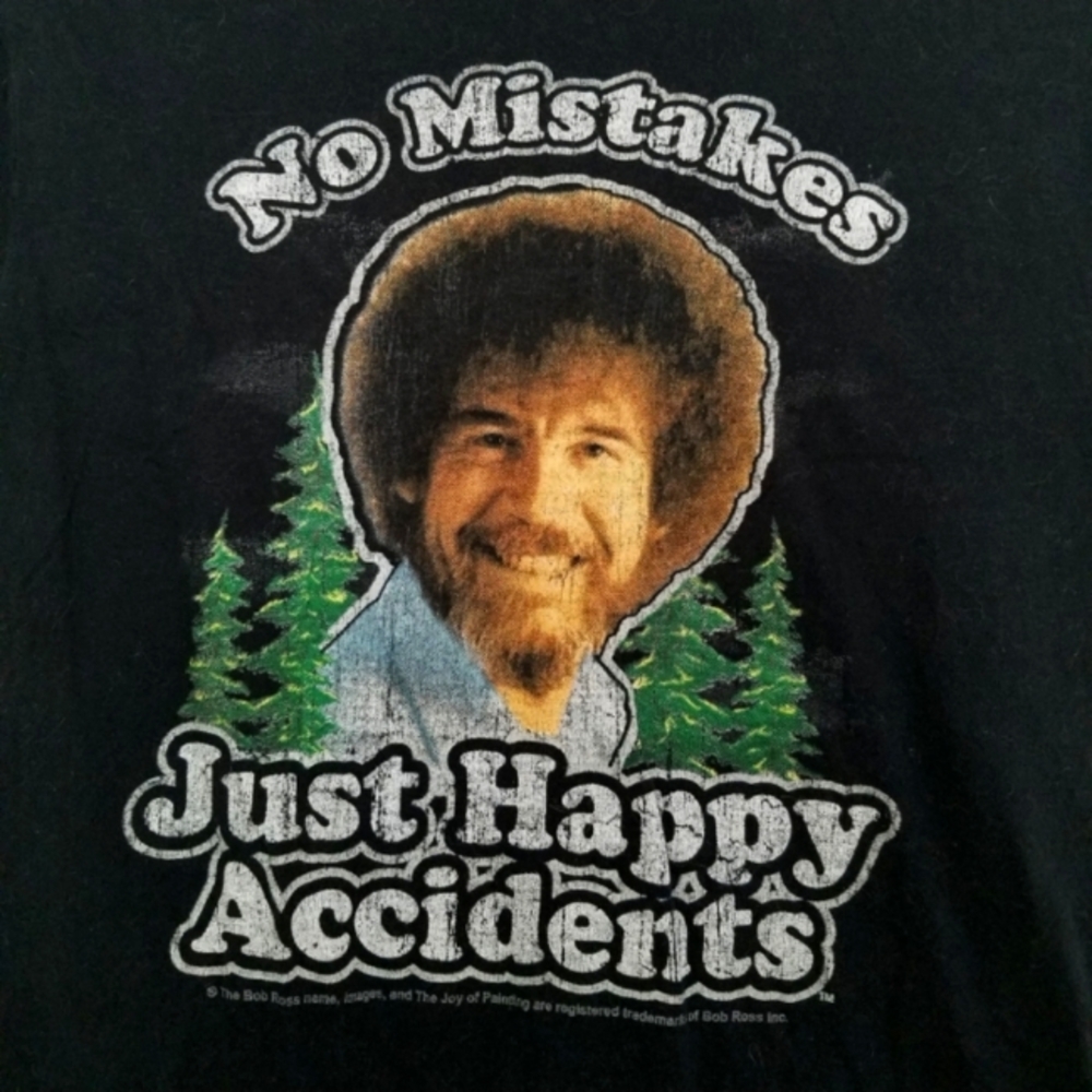 Bob Ross No Mistakes Happy Accidents Ladies Sz S Graphic Tee